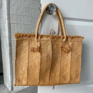 SANS ARCIDENT. Straw Tote Bag.